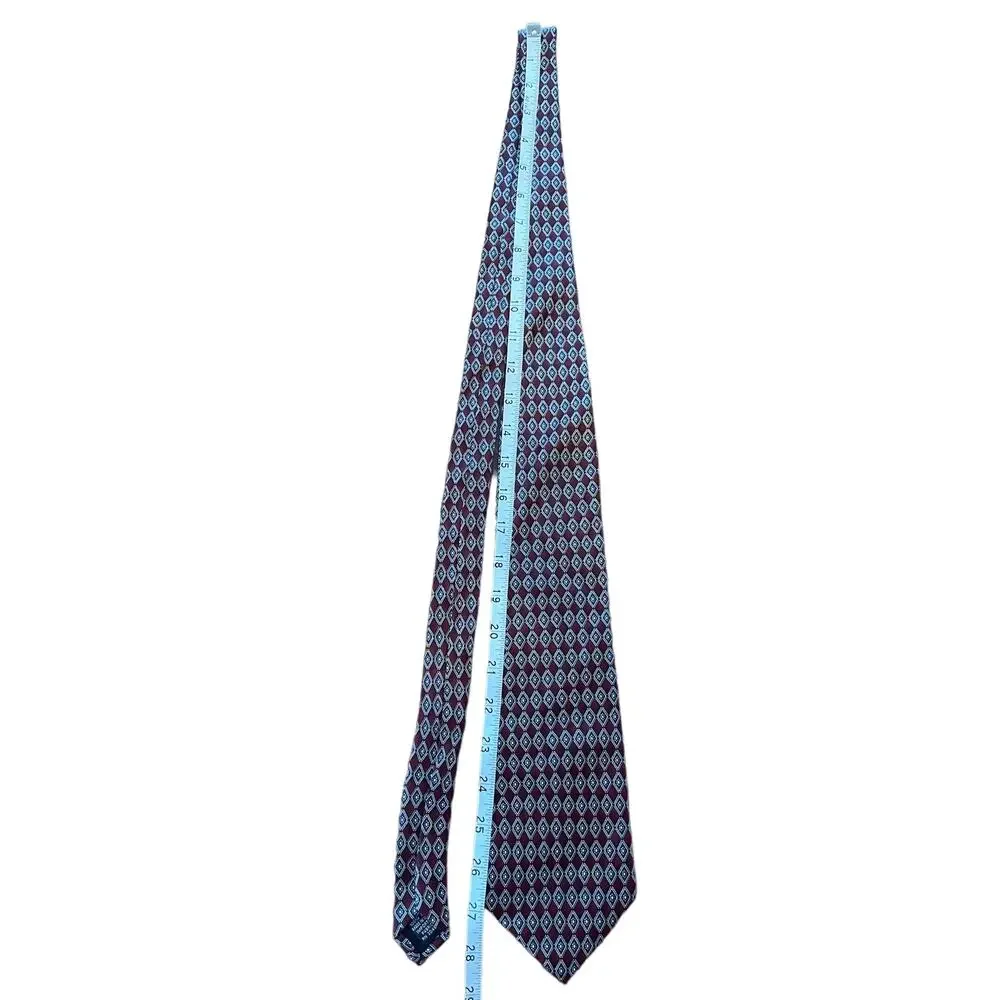 Stafford Neck Tie All Silk Made in the USA Red Blue Geometric Pattern Formal